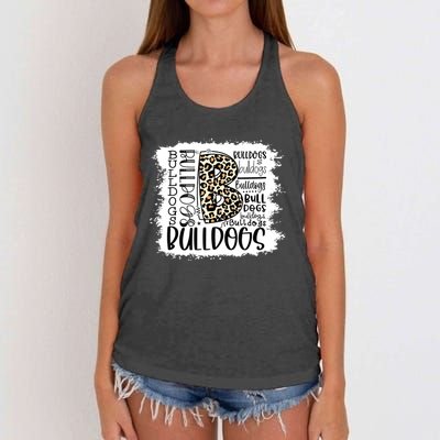 Bulldogs School Sports Fan Team Spirit Mascot Gift Bleach Women's Knotted Racerback Tank