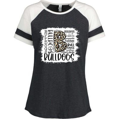 Bulldogs School Sports Fan Team Spirit Mascot Gift Bleach Enza Ladies Jersey Colorblock Tee