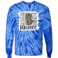 Bulldogs School Sports Fan Team Spirit Mascot Gift Bleach Tie-Dye Long Sleeve Shirt