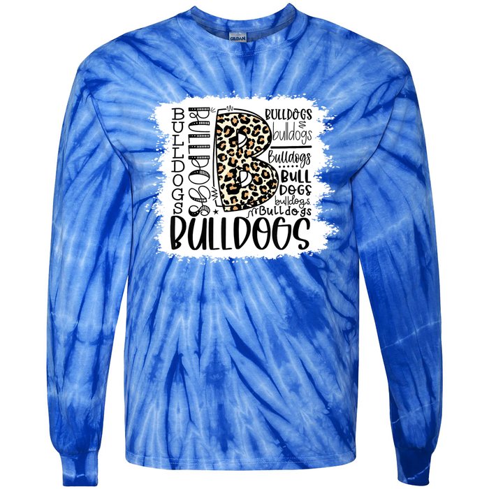 Bulldogs School Sports Fan Team Spirit Mascot Gift Bleach Tie-Dye Long Sleeve Shirt