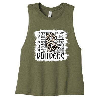 Bulldogs School Sports Fan Team Spirit Mascot Gift Bleach Women's Racerback Cropped Tank