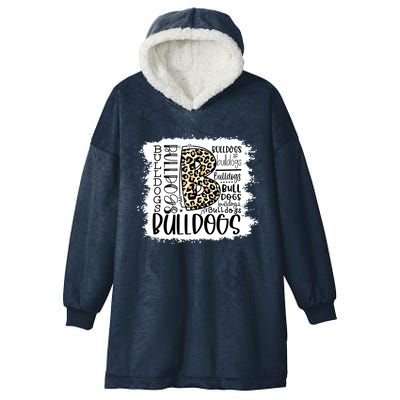 Bulldogs School Sports Fan Team Spirit Mascot Gift Bleach Hooded Wearable Blanket