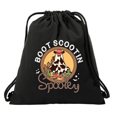 Boot Scootin Spooky Western Halloween Ghost Spooky Season Drawstring Bag