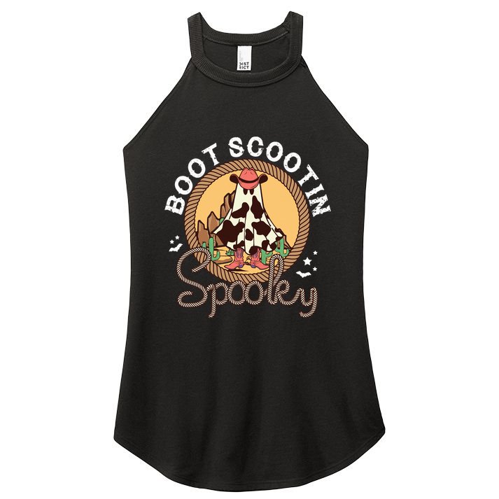 Boot Scootin Spooky Western Halloween Ghost Spooky Season Women's Perfect Tri Rocker Tank