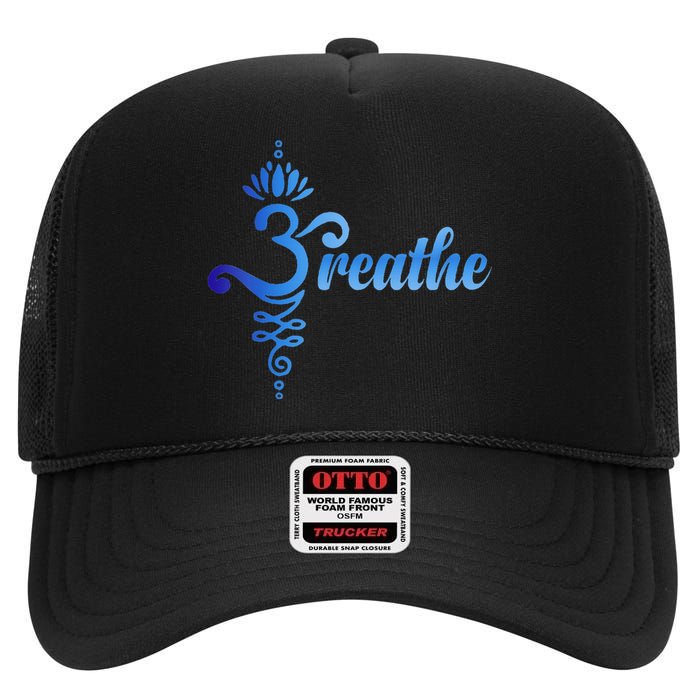 Breathe Sanskrit Symbol High Crown Mesh Back Trucker Hat