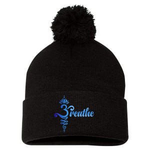 Breathe Sanskrit Symbol Pom Pom 12in Knit Beanie