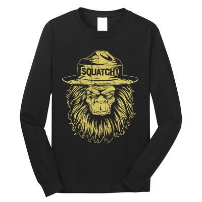 Bigfoot Squatchy Sasquatch Hat Smokey Retro Vintage Bear Long Sleeve Shirt