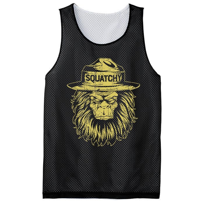 Bigfoot Squatchy Sasquatch Hat Smokey Retro Vintage Bear Mesh Reversible Basketball Jersey Tank