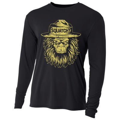 Bigfoot Squatchy Sasquatch Hat Smokey Retro Vintage Bear Cooling Performance Long Sleeve Crew