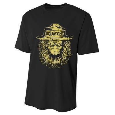 Bigfoot Squatchy Sasquatch Hat Smokey Retro Vintage Bear Performance Sprint T-Shirt