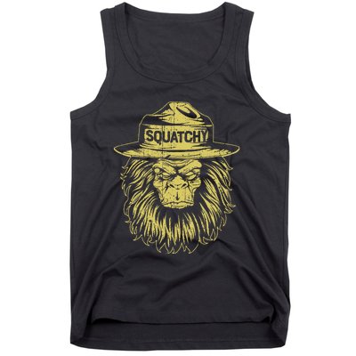 Bigfoot Squatchy Sasquatch Hat Smokey Retro Vintage Bear Tank Top