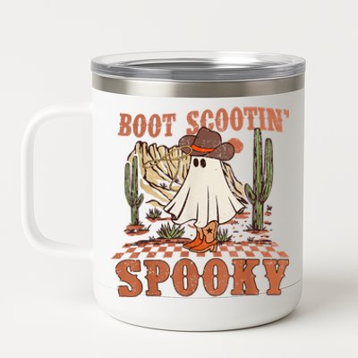 Boot Scootin Spooky Western Halloween Ghost Spooky Season Meaningful Gift 12 oz Stainless Steel Tumbler Cup