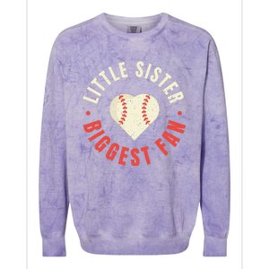 Baseball Sister 's Little Sister Biggest Fan Tee Ball Colorblast Crewneck Sweatshirt