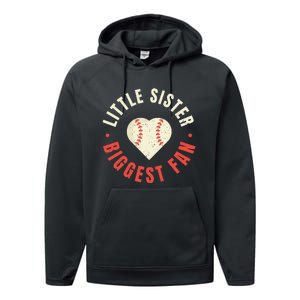 Baseball Sister 's Little Sister Biggest Fan Tee Ball Performance Fleece Hoodie