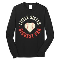 Baseball Sister 's Little Sister Biggest Fan Tee Ball Long Sleeve Shirt