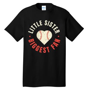 Baseball Sister 's Little Sister Biggest Fan Tee Ball Tall T-Shirt