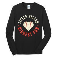 Baseball Sister 's Little Sister Biggest Fan Tee Ball Tall Long Sleeve T-Shirt