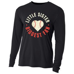 Baseball Sister 's Little Sister Biggest Fan Tee Ball Cooling Performance Long Sleeve Crew