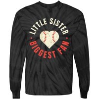 Baseball Sister 's Little Sister Biggest Fan Tee Ball Tie-Dye Long Sleeve Shirt