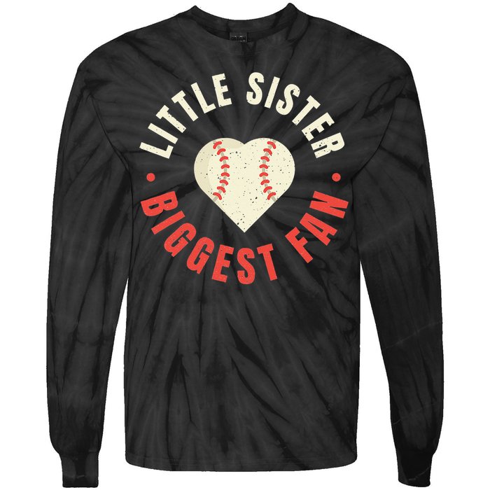 Baseball Sister 's Little Sister Biggest Fan Tee Ball Tie-Dye Long Sleeve Shirt