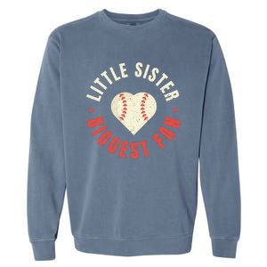 Baseball Sister 's Little Sister Biggest Fan Tee Ball Garment-Dyed Sweatshirt