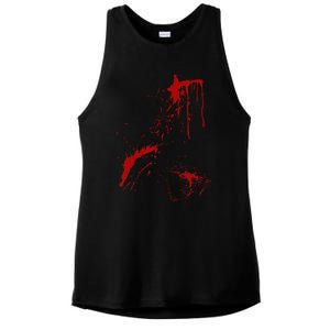 Blood Splatter Spatter Fake Bloody Halloween Zombie Victim Ladies PosiCharge Tri-Blend Wicking Tank