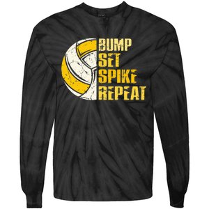 Bump Set Spike Repeat Volleyball Funny Tie-Dye Long Sleeve Shirt