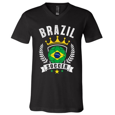 Brazil Soccer Support Team Jersey Brazilian Flag Football V-Neck T-Shirt