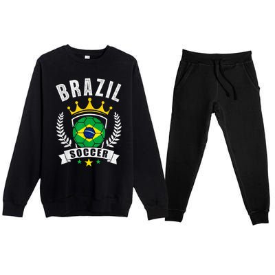 Brazil Soccer Support Team Jersey Brazilian Flag Football Premium Crewneck Sweatsuit Set