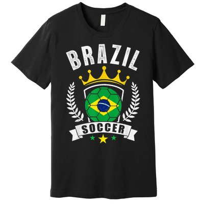 Brazil Soccer Support Team Jersey Brazilian Flag Football Premium T-Shirt