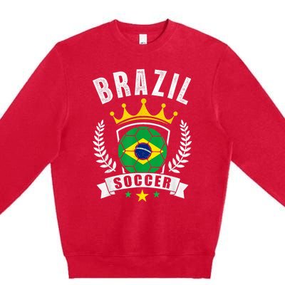 Brazil Soccer Support Team Jersey Brazilian Flag Football Premium Crewneck Sweatshirt