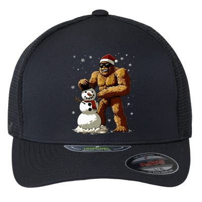 Bigfoot Santa Snowman Christmas Flexfit Unipanel Trucker Cap