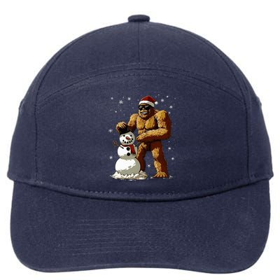 Bigfoot Santa Snowman Christmas 7-Panel Snapback Hat