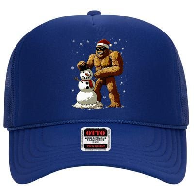 Bigfoot Santa Snowman Christmas High Crown Mesh Back Trucker Hat