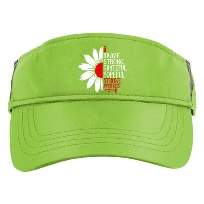 Brave Strong Stroke Awareness Month Red Ribbon Floral Great Gift Adult Drive Performance Visor