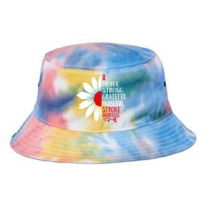 Brave Strong Stroke Awareness Month Red Ribbon Floral Great Gift Tie Dye Newport Bucket Hat