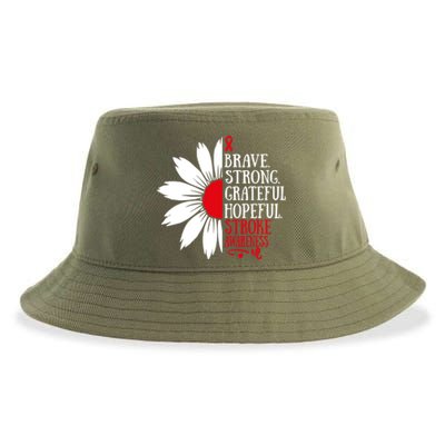 Brave Strong Stroke Awareness Month Red Ribbon Floral Great Gift Sustainable Bucket Hat