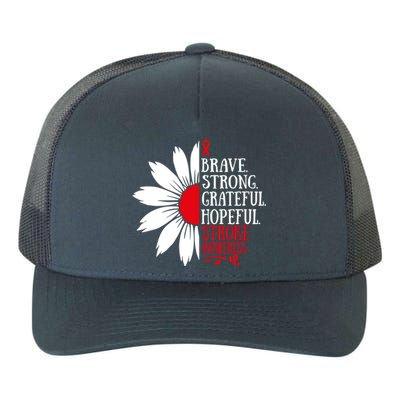 Brave Strong Stroke Awareness Month Red Ribbon Floral Great Gift Yupoong Adult 5-Panel Trucker Hat