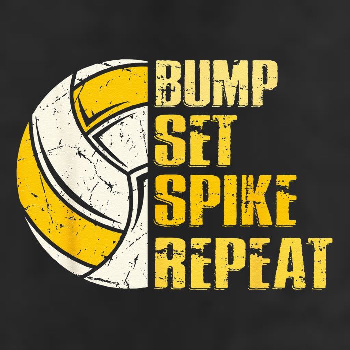 Bump Set Spike Repeat Volleyball Funny 7 Panel Mesh Trucker Snapback Hat