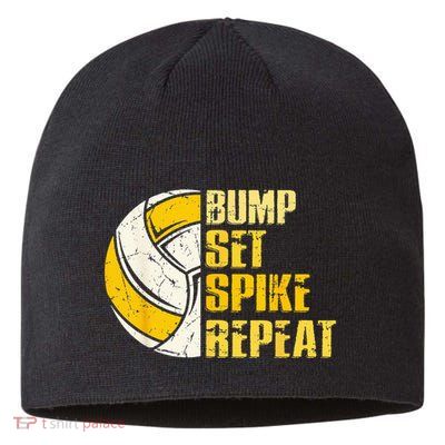 Bump Set Spike Repeat Volleyball Funny Sustainable Beanie