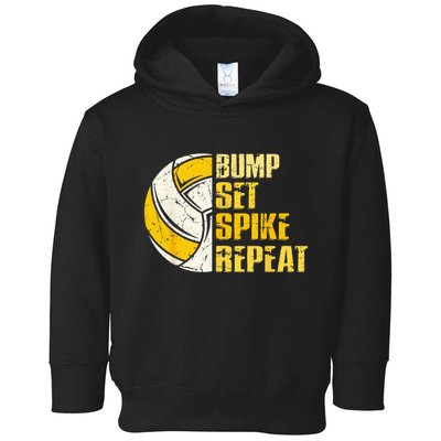Bump Set Spike Repeat Volleyball Funny Toddler Hoodie