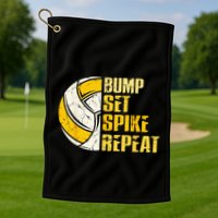 Bump Set Spike Repeat Volleyball Funny Golf Towel