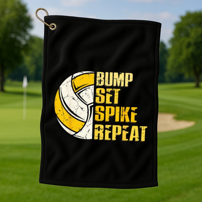 Bump Set Spike Repeat Volleyball Funny Golf Towel