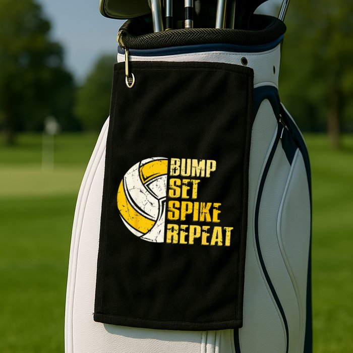 Bump Set Spike Repeat Volleyball Funny Golf Towel