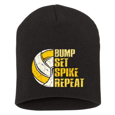 Bump Set Spike Repeat Volleyball Funny Short Acrylic Beanie