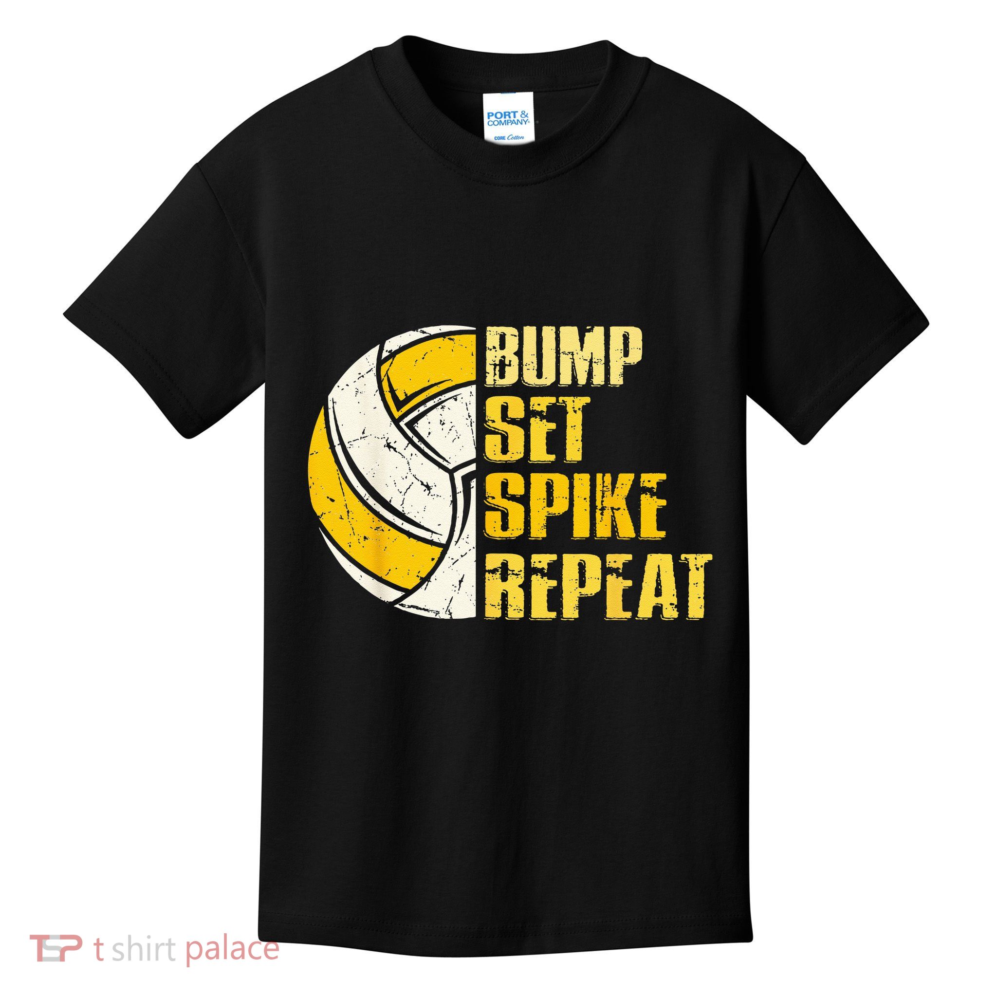 Bump Set Spike Repeat Volleyball Funny Kids T-Shirt