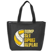 Bump Set Spike Repeat Volleyball Funny Zip Tote Bag
