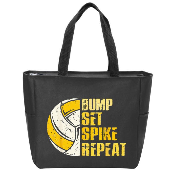 Bump Set Spike Repeat Volleyball Funny Zip Tote Bag