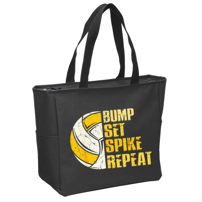 Bump Set Spike Repeat Volleyball Funny Zip Tote Bag