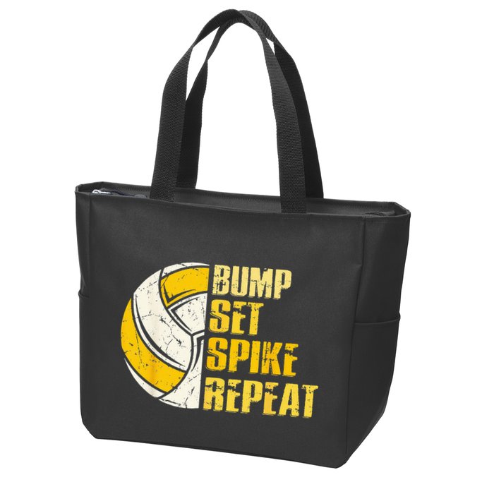 Bump Set Spike Repeat Volleyball Funny Zip Tote Bag
